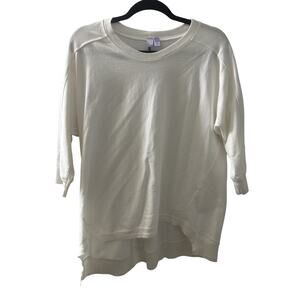 Wilt Women's White Elbow Sleeve Asymmetrical Hem Pullover Shirt Size Medium NWOT
